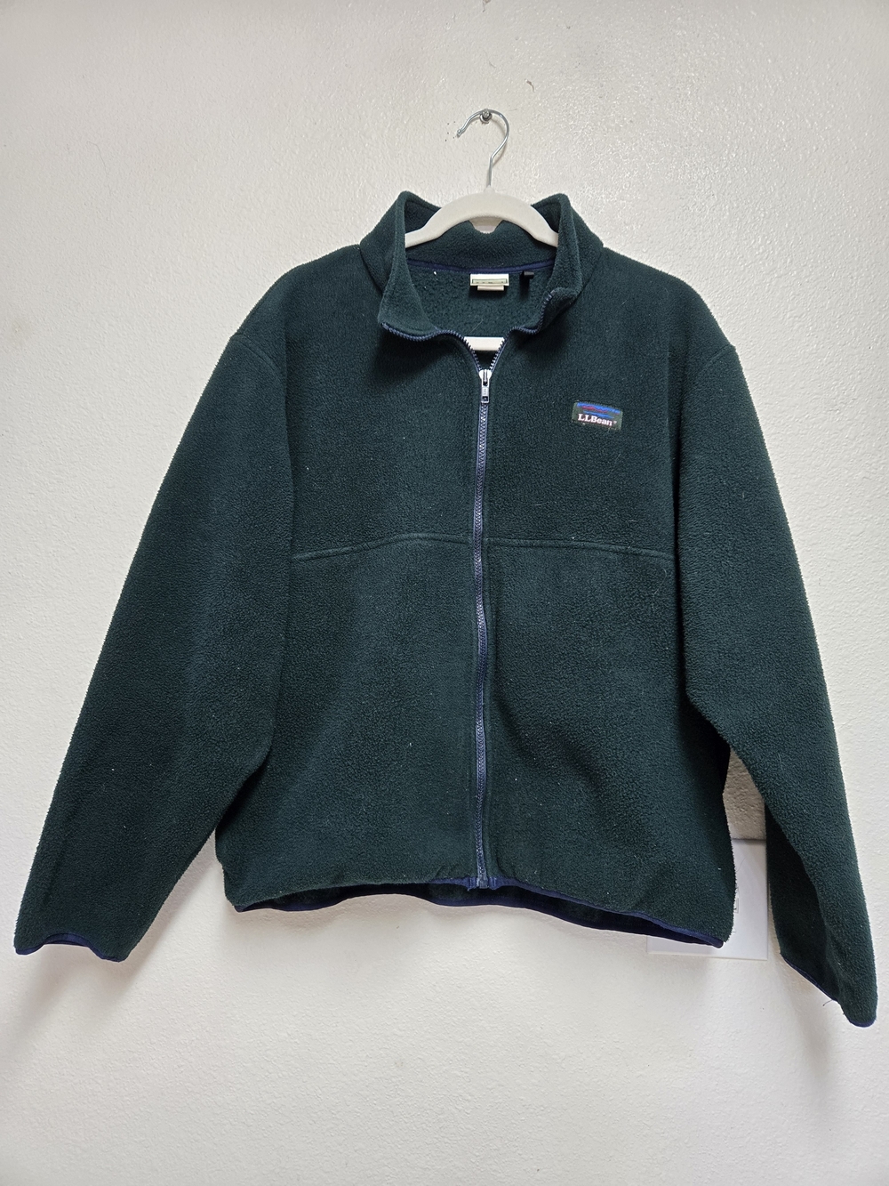 Vintage LL Bean Full Zip Fleece Jacket Womens Large Green Made In USA Pockets